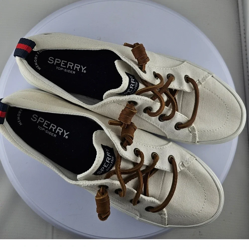 Sperry Top Sider Womens‎ Canvas Lace Up Sneakers Shoes White Size 7 STS84190 EUC - Picture 10 of 11